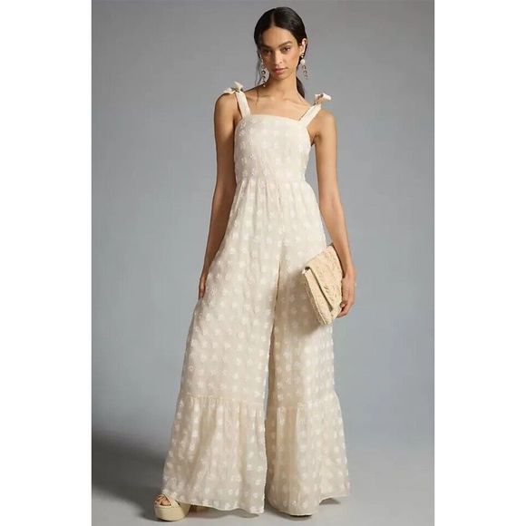 Anthropologie Pants - New Anthropologie SHOULDER-TIE JUMPSUIT Corey Lynn Calter  Beige XL